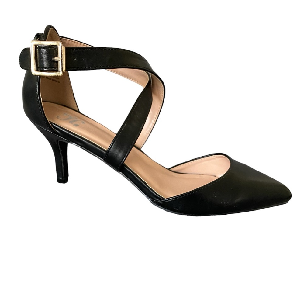 JC (Journee Collection) Black Crisscross Straps Pointed-toe Heels Size 7 1/2